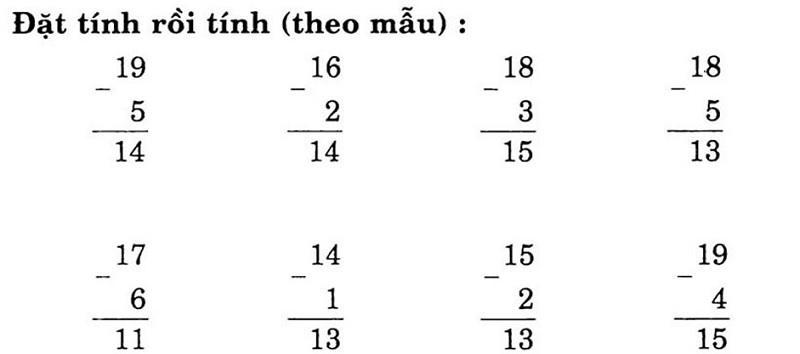 Toán lớp 1 đặt tính rồi tính: Hướng dẫn cách làm & bài tập tự luyện