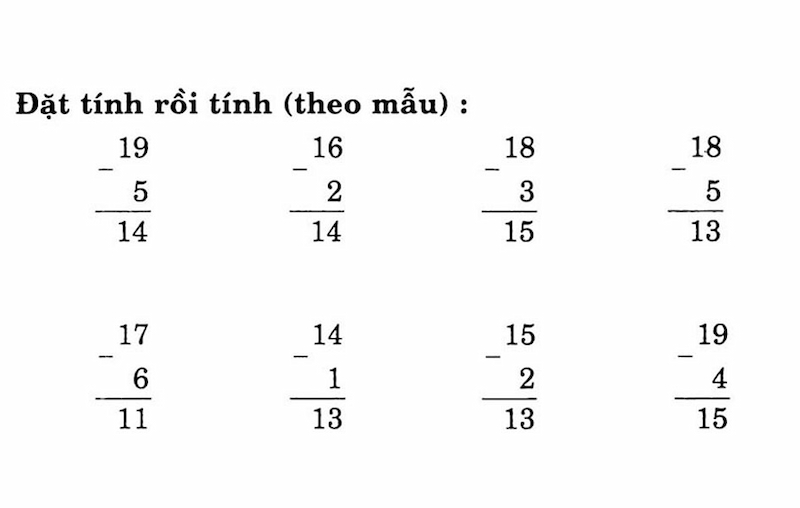 Toán lớp 1 đặt tính rồi tính cách làm và bài tập